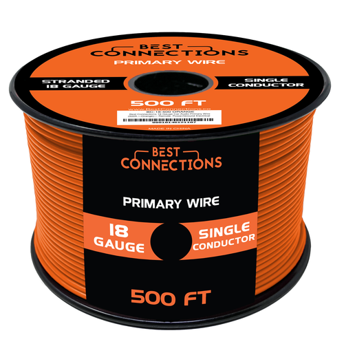 18 Gauge Car Audio Primary Wire (500ft&ndash;Orange)&ndash; Remote, 