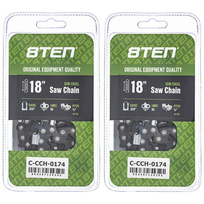 Semi Chisel Chainsaw Chain 18 Inch .050 3/8 66DL for Echo Stihl Poulan 2 Pack