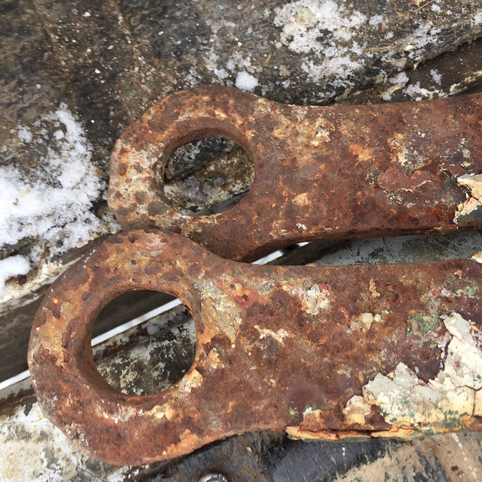 Large Antique Scaffhold Hook  30'' plus Rusty Crackled Paint Huge