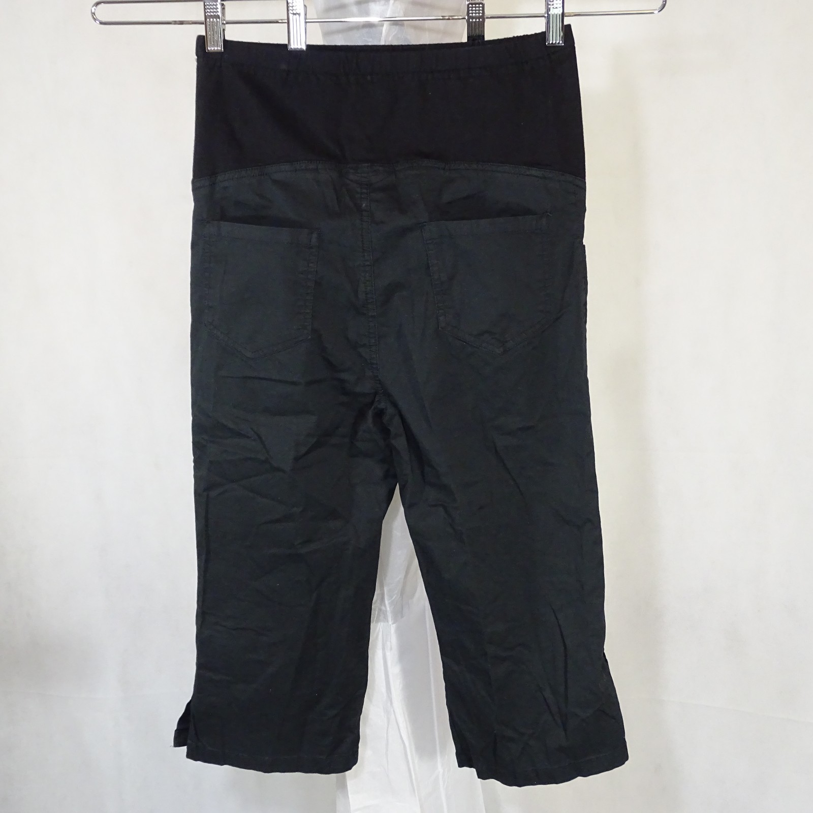 Oh Mama Maternity Capri Pants Women Size S Black Pull-on Cotton Stretch