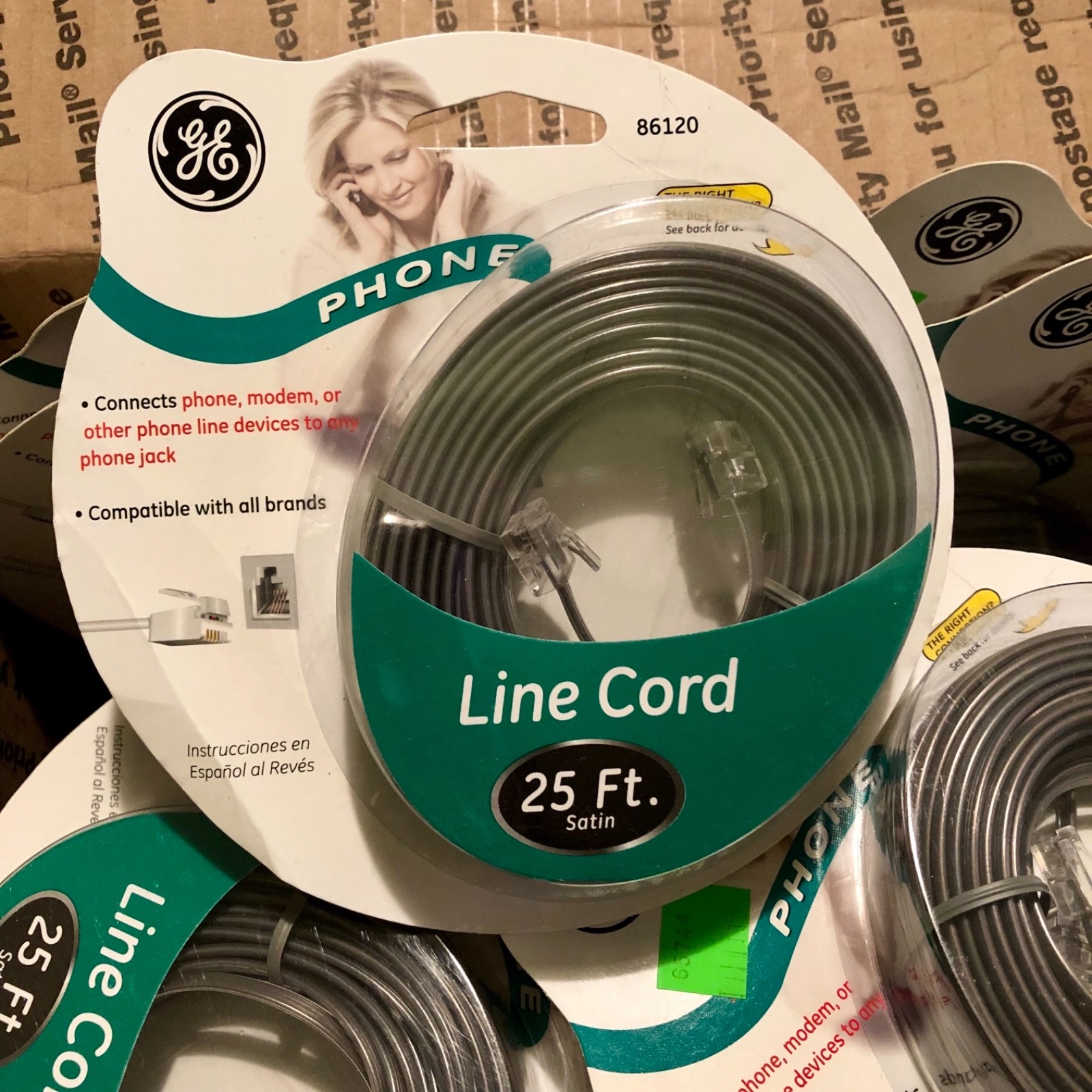 GE  Phone Line Cord 25 Ft.   Satin    Lot of 16