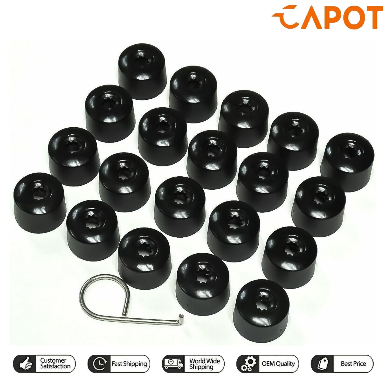 Para VW Passat Tiguan Touran | 20X Tapa de duerca para rueda Negro brillante