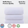 PÜSKÜL Organic Waffle Hand and Kitchen Towel 100% Turkish Cotton Set of 3 White - Premium Hotel Quality, Soft, Quick-Dry, Absorbent, Lint-Free Hand Towels 32X16 Inches (3, White)
