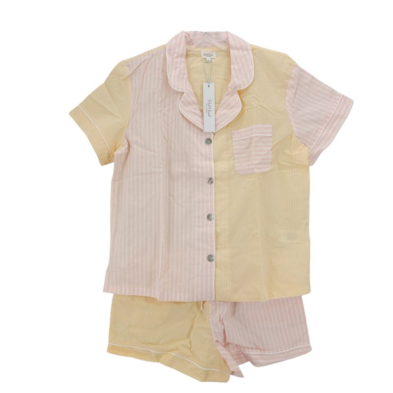NWT BEDHEAD PJs Short Sleeve Shorty Set Sun Stripe 100% Organic Cotton LARGE