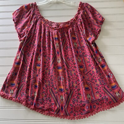 Self Esteem boho peasant top size XL