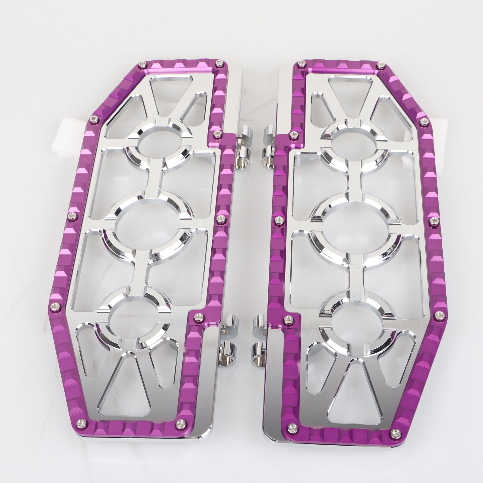 Chrome & Purple Driver Footboard Floorboards For Harley Road