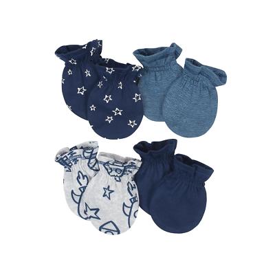 Gerber Baby Boys 4 Pack Organic Cotton Mittens Size 0-3 Months NEW Adorable 