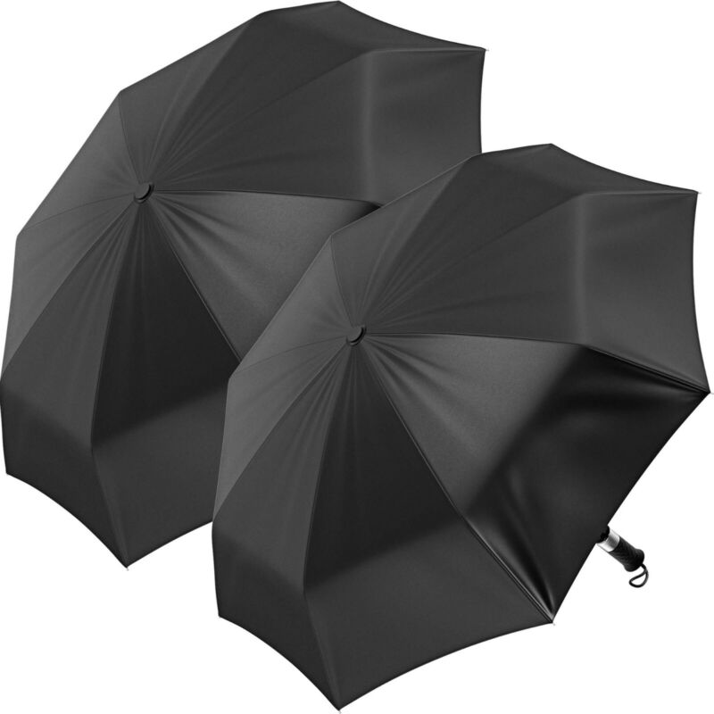 2-pack Jones Ny 3-section Auto-open Black Umbrella Set For Rainy Day Protection