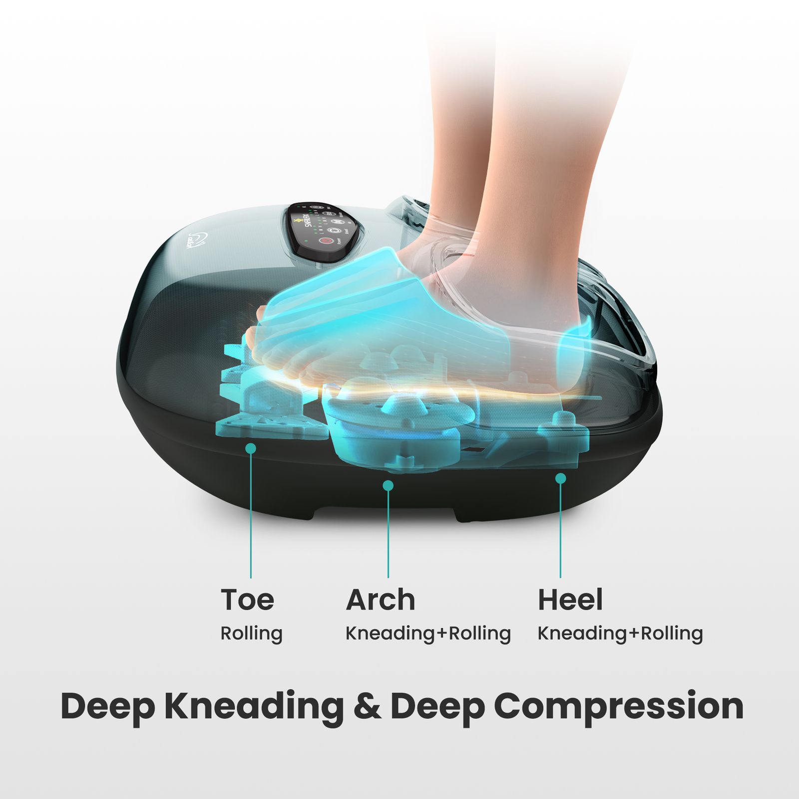 Shiatsu Foot Massager with Heat, Deep Kneading, Air Compression, Remote Control