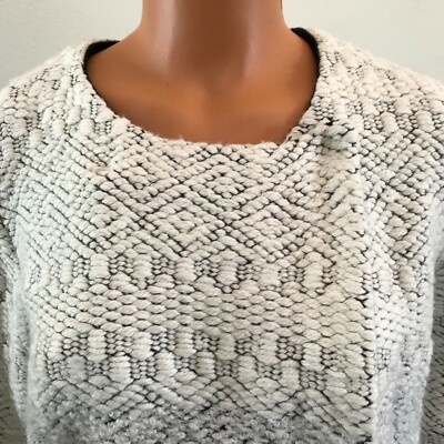 Pre-owned Sage Leo &  Womens Striped Trimmed Sweater Jacket Off White Size Large L Sa0075