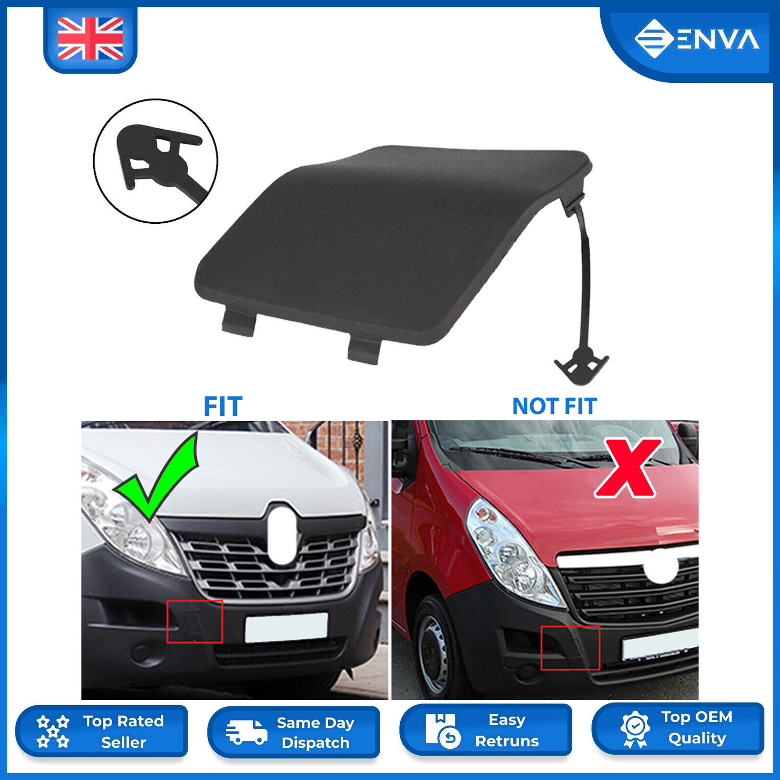 Renault Master MK3 Movano NV400 Front Bumper Towing Eye Hook Cover 511800537R