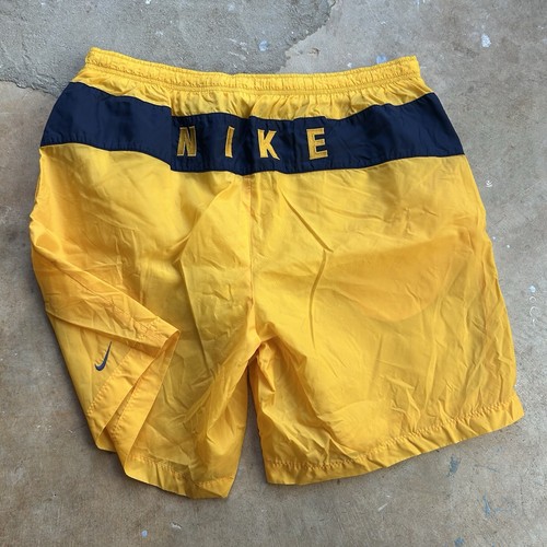 Vintage Y2K Nike Spell Out Swoosh Logo Yellow Nylon Running