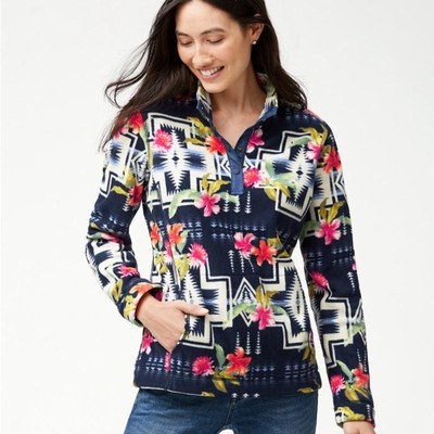 Pendleton x Tommy Bahama aloha Harding half snap fleece sweatshirt size  