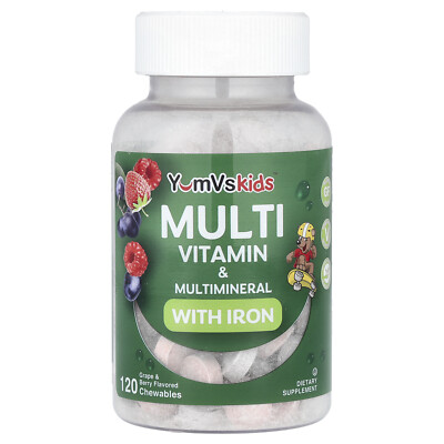 Kids  Multi Vitamin & Multimineral with Iron, Grape & Berry, 120 Chewables