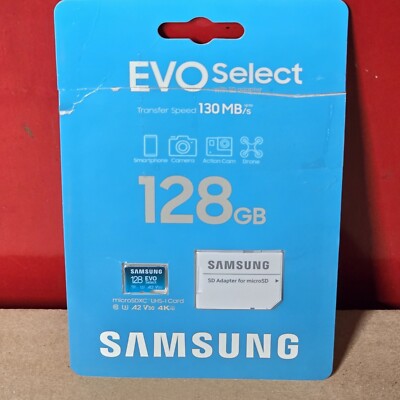 SAMSUNG EVO Select Micro SD-Memory-Card + Adapter, 128GB microSDXC 130MB/s