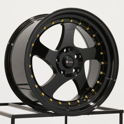 18x8/18x9 Vors VR2 5x108 35/35 Black Wheels Rims Set(4) 73.1