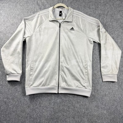 Adidas Mens White Tonal Camo Full Zip Track Jacket CW2367 Large 3-Stripes
