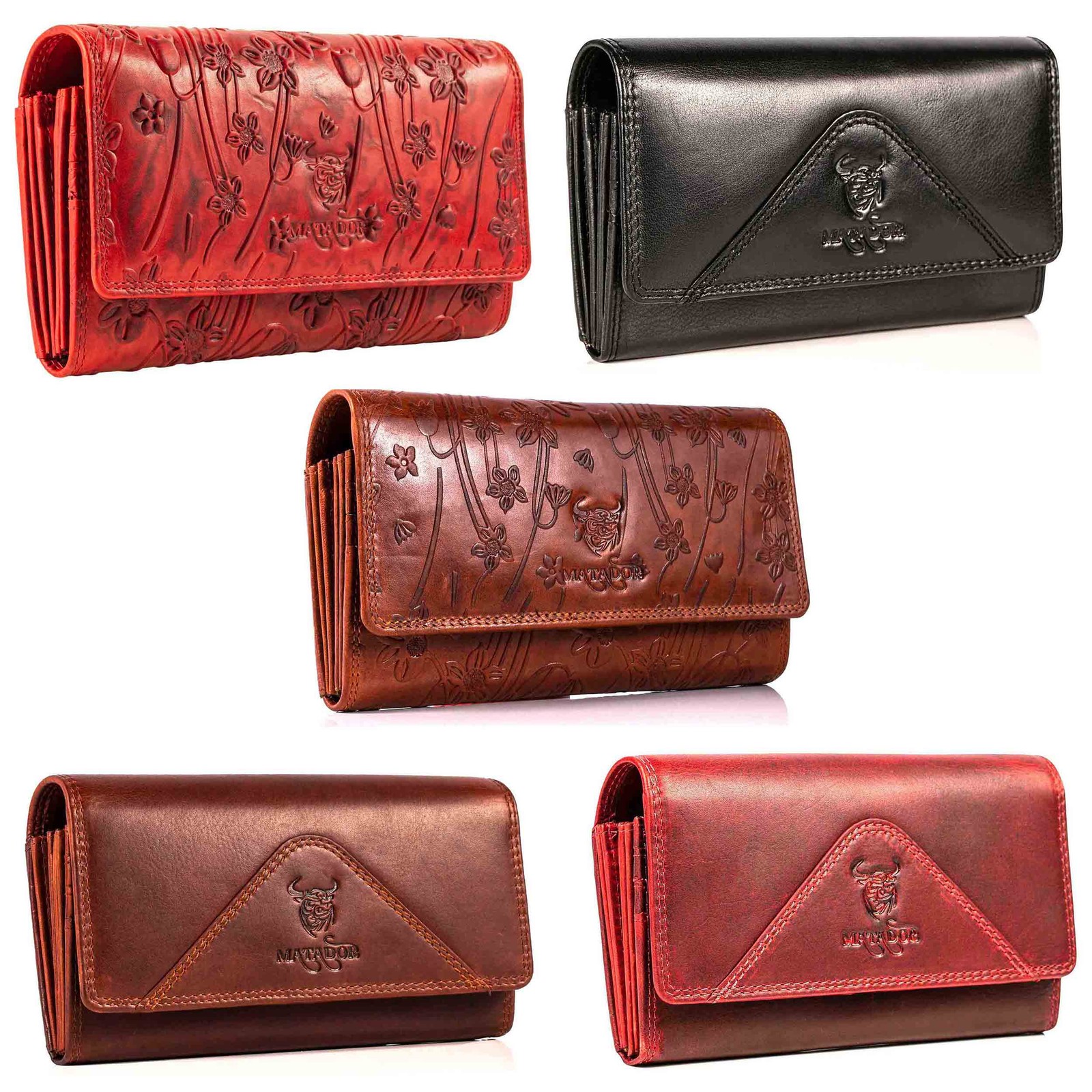 MATADOR Leder Damen Luxus Langbörse Groß Geldbörse Portemonnaie Geldtasche RFID