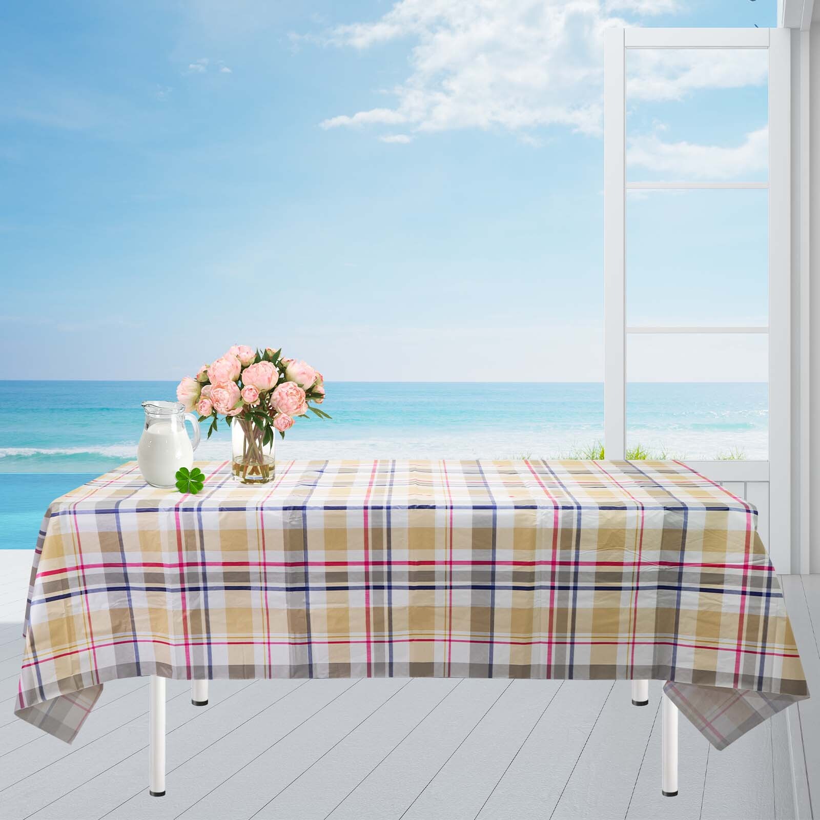 Heavy Flannel Back Tablecloths for Rectangle Tables Waterproof Vinyl Table Cover