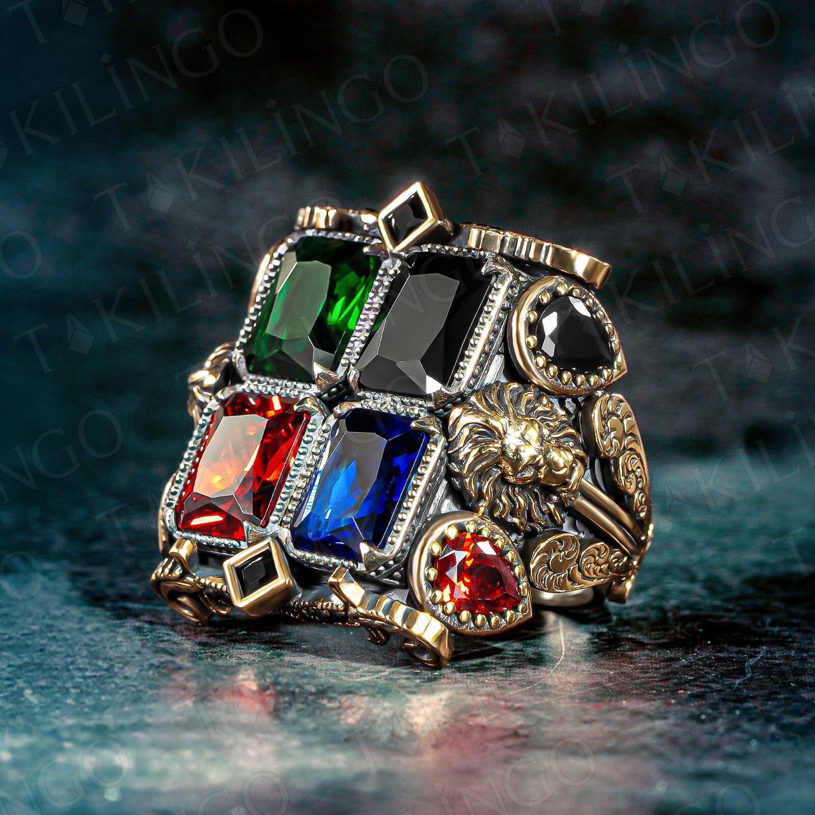 SILVER DESIGN LION WIDE RING/シルバー/リング（Sterling