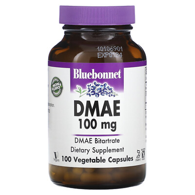 Bluebonnet Nutrition DMAE 100 мг 100 капсул Vcaps Без яиц, без рыбы, без глютена,