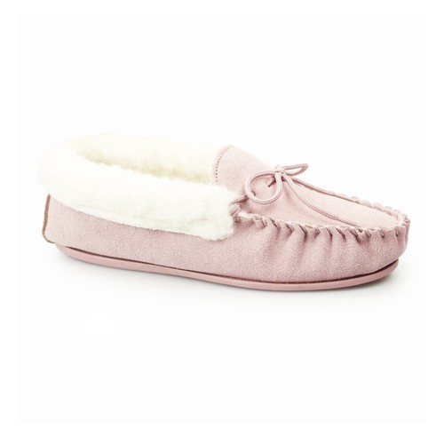 ladies pink moccasin slippers