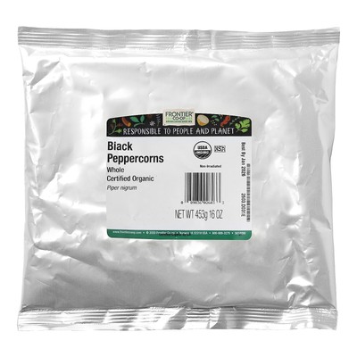 Organic Whole Black Peppercorns, 16 oz (453 g)