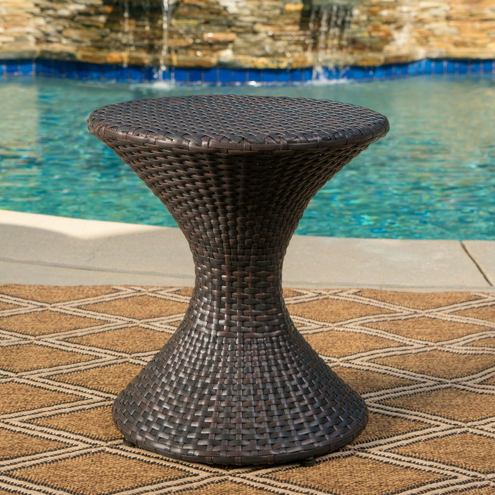 Frances Outdoor 16-inch Multi-brown Wicker Hourglass Side