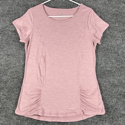 Gaiam Shirt Womens Medium Open Back Purple Short Sleeve Top Activewear Yoga 