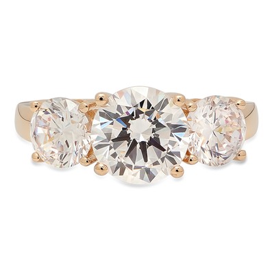 Pre-owned Pucci 3.25 Round Cut 3 Stone Moissanite Classic Bridal Statement Ring 14k Yellow Gold In White/colorless