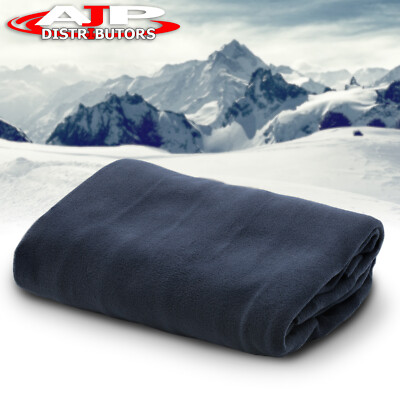 12V Heated Heater Soft Fleece Navy Blue Blanket Auto Road Trip Car Truck Suv Van