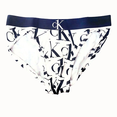 Calvin Klein Men's CK ONE Microfiber Hip Brief Grey with Navy waistband, M