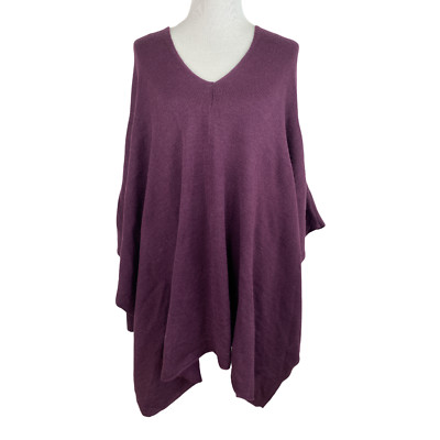 RDI by Nordstrom Women's Purple V-Neck Poncho Sweater Size Large A26