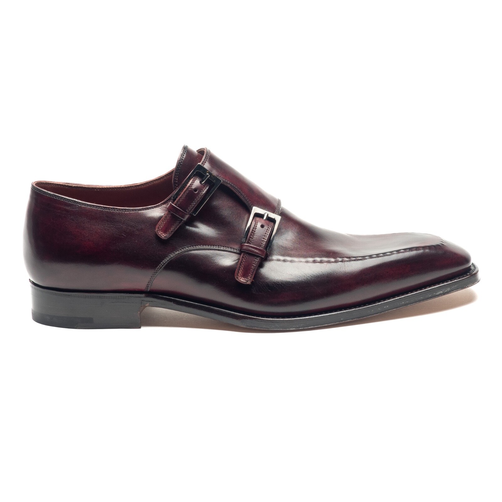 Pre-owned Santoni $6k Nwb Silvano Lattanzi Dress Shoes Red Brown Doublemonk Uk 6.5 Us 7.5 Eu 40.5