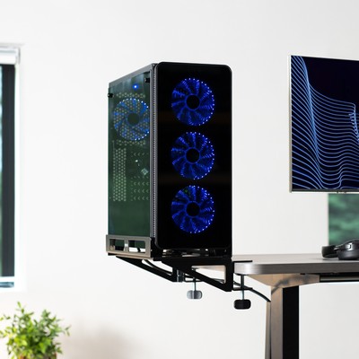 VIVO Clamp-on Adjustable Deskside Gaming PC Holder with Wall Mounting Option