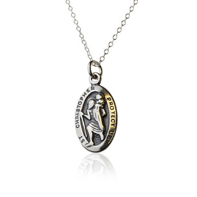Small Oval Saint Christopher Charm - Necklace