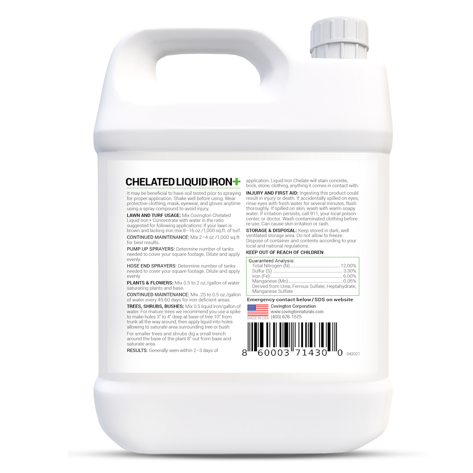Covington Naturals Chelated Liquid Iron PLUS Nitrogen Green Up Growth Blend Lawn