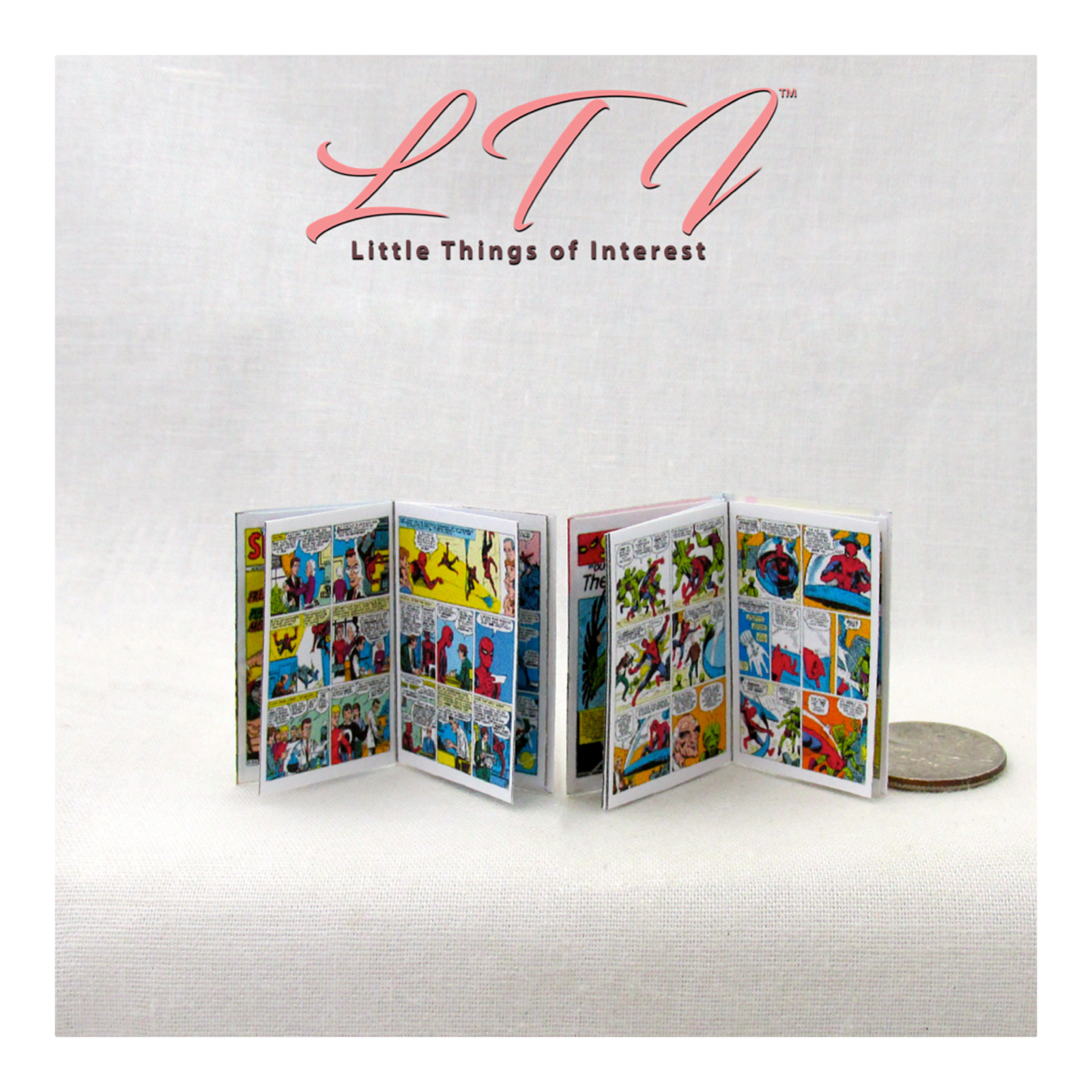 SPIDER-MAN COMIC BOOKS 2 Dollhouse Miniatures Illustrated Readable 1:12 Scale