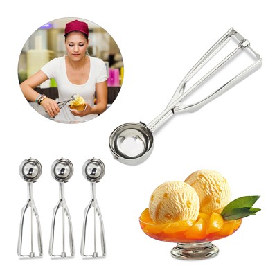 4 x ijslepel edelstaal - ijsbolschep professioneel - 53 mm - fruit - zilver