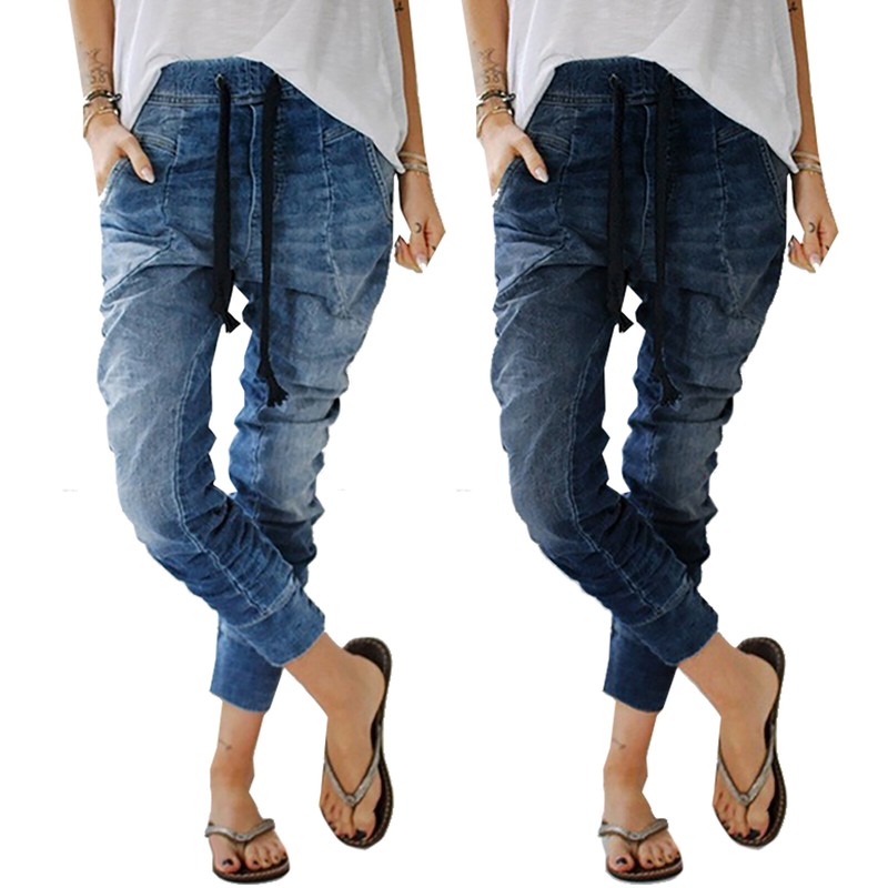 Kordelzug Schlank Jogger Jeanshose Denim Jeans Jogginghose Damen Joggen Hosen Ebay