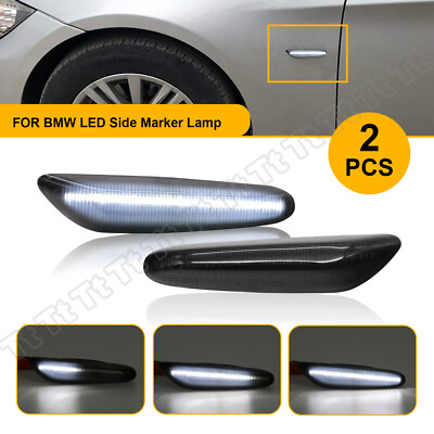 White LED Sequential Side Marker Lights For BMW E60 E61 E82 E88 E90 E91 E92 E93
