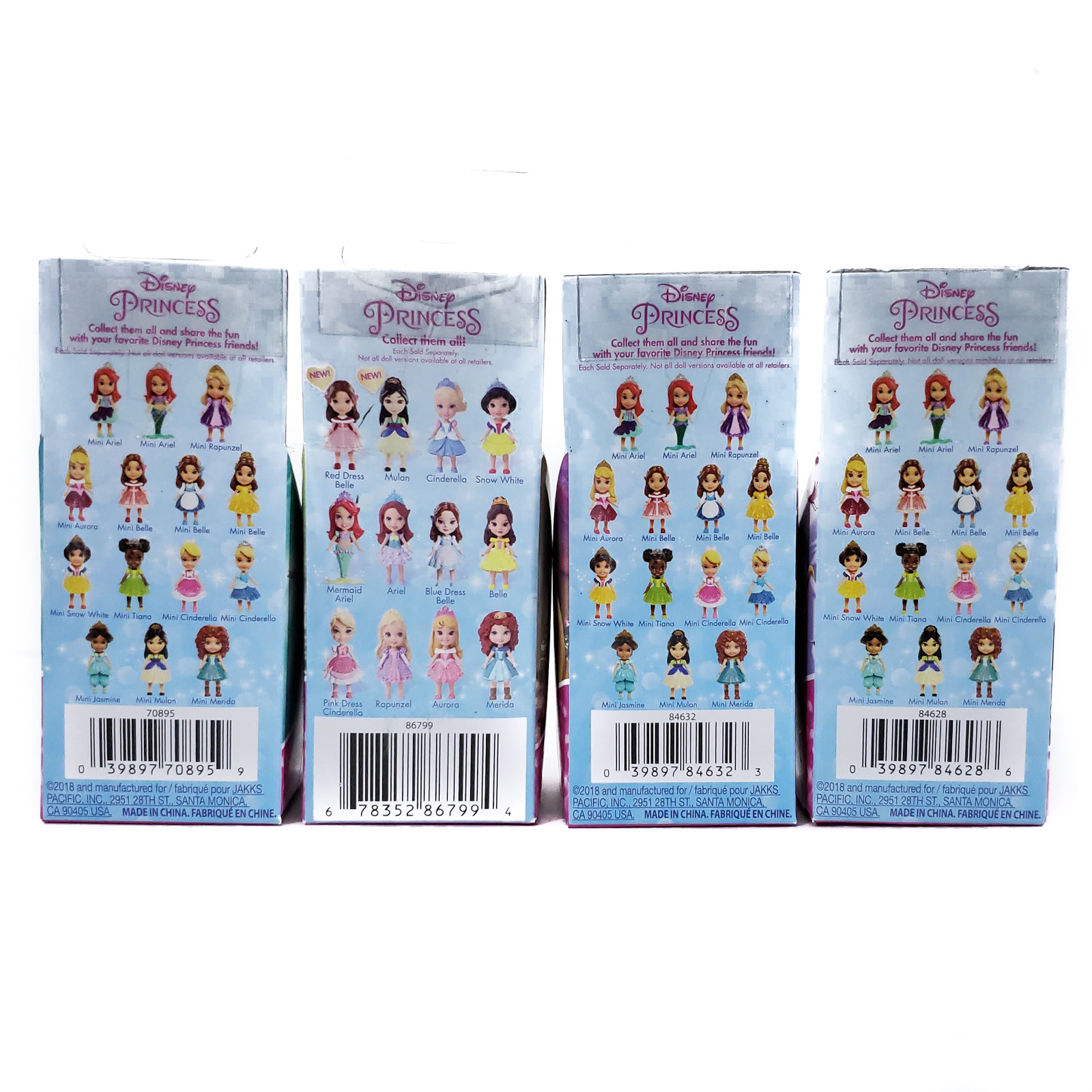 DISNEY 4 Posable Mini Princesses Glitter Sparkles | Cake Toppers | Jasmine Ariel