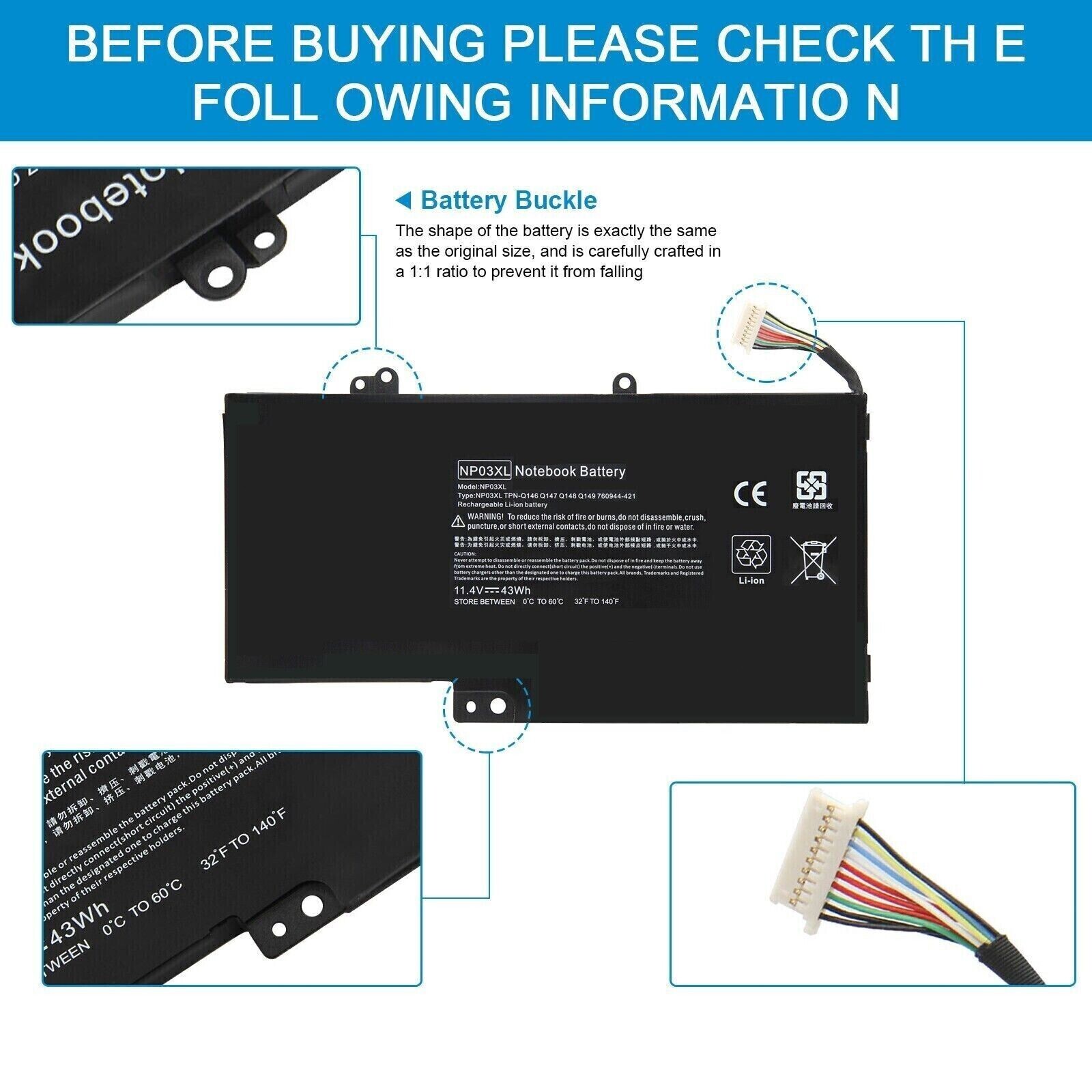 NP03XL Battery For HP Envy X360 15-U010DX Pavilion X360 13-A010DX 761230-005 NEW