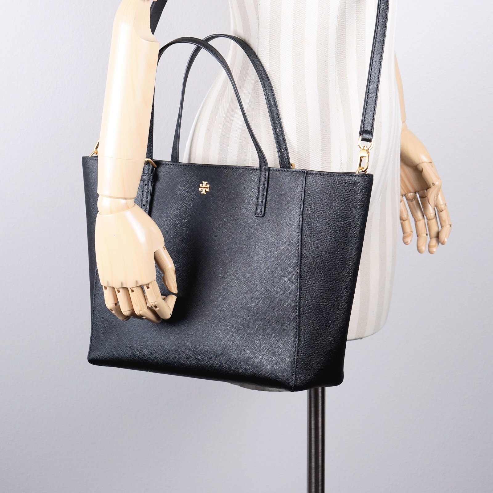 Tory Burch Emerson Black Saffiano Leather Top Zip Tote Tory Burch Emerson Black Saffiano Leather Top Zip Tote