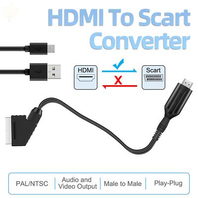 HDMI to SCART 1080P HD Audio Video Converter Adapter USB Cable for TV DVD PS Box