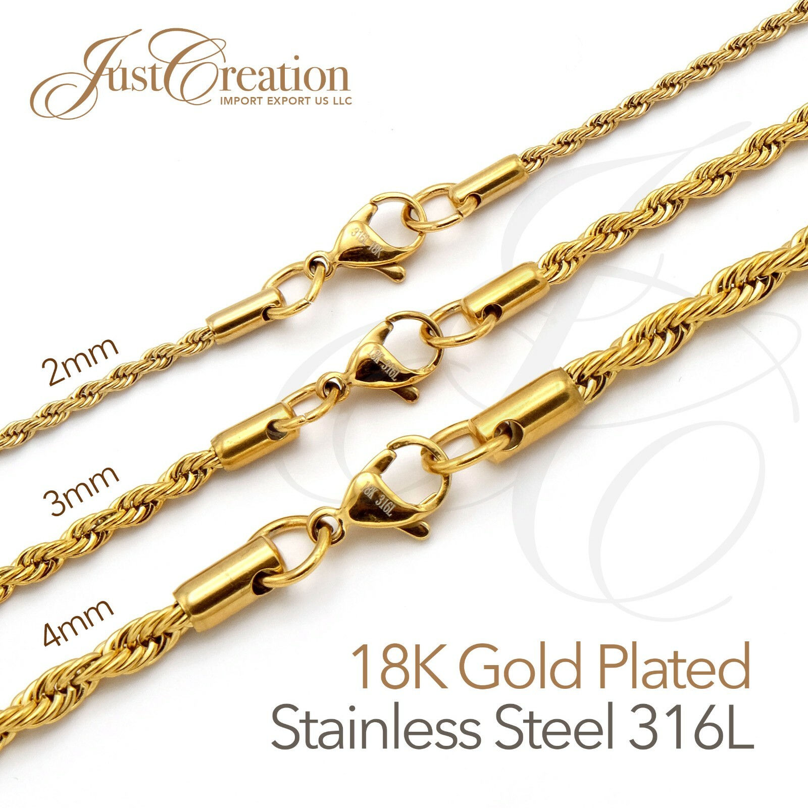 送料税込【King Ice】4mm 14K Gold Stainless Steel Rope Chain Icebox - 4MM Rope 14k Solid Gold Chain