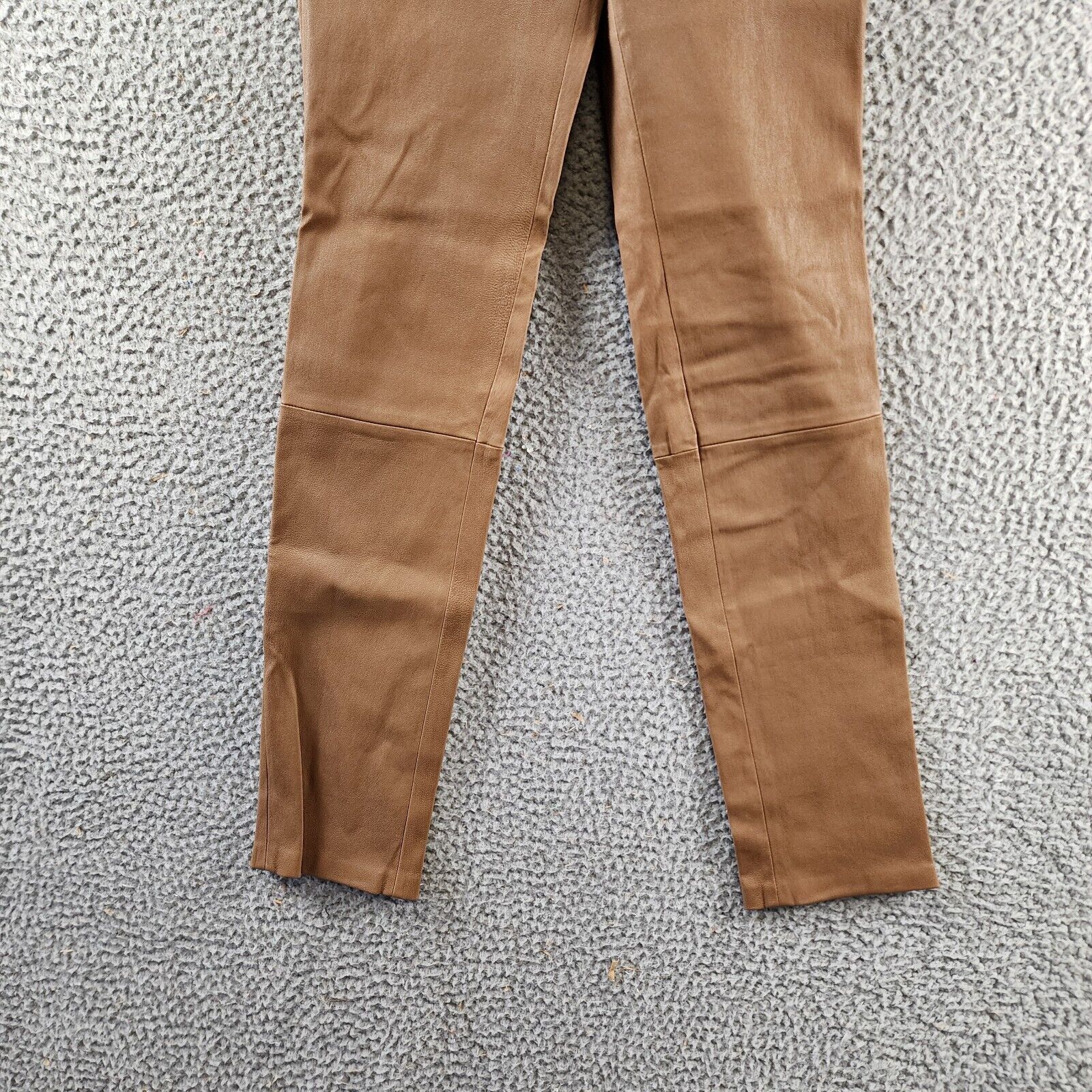 Theory Lamb Leather Yoke Waist Leggings Women's 0 Clay Solid Side Zip Closure - Picture 3 of 14