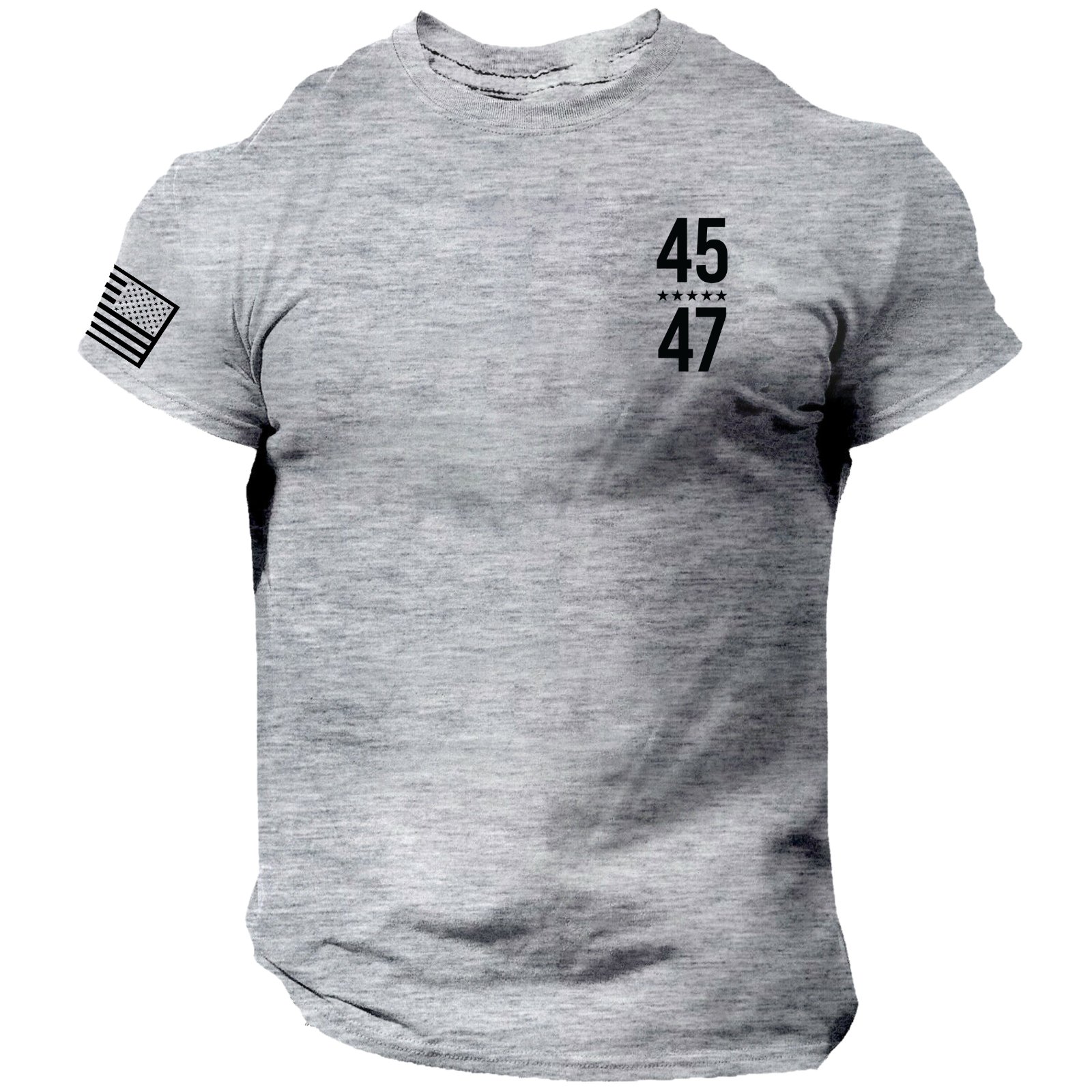 45 47 Trump Shirt Left Chest Ultra MAGA Patriotic USA American Flag