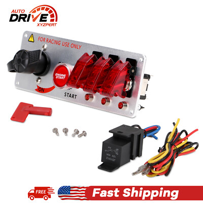 Ignition Switch Panel (12V),Car Racing Switch Panels with LED Toggle Push Button