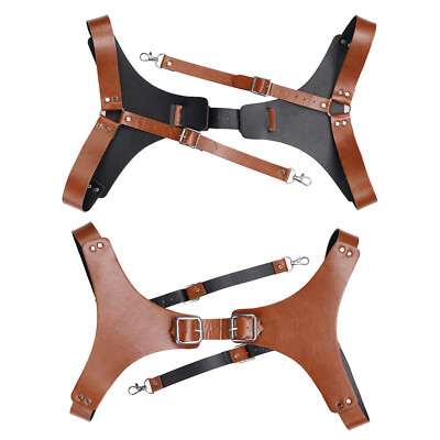 US Mens Vintage Leather Suspender Medieval Renaissance Harness Chest Belt Straps